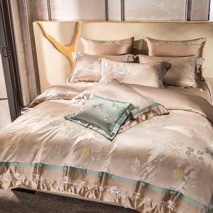 Jacquard comforter duvet cover with 2 pillow shams 100s cotton double coverlets flat sheet 4PCS textile gold bedding set wholesaler