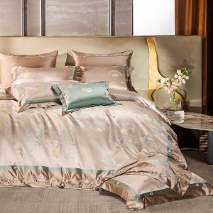 Jacquard comforter duvet cover with 2 pillow shams 100s cotton double coverlets flat sheet 4PCS textile gold bedding set wholesaler