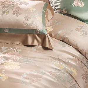 Jacquard comforter duvet cover with 2 pillow shams 100s cotton double coverlets flat sheet 4PCS textile gold bedding set wholesaler