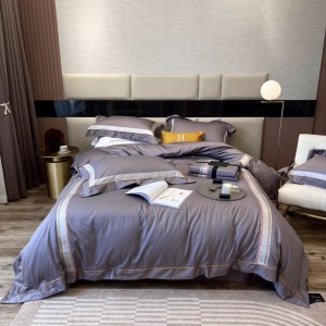 High-End Custom 500tc Ultra-Soft Egyptian Cotton Yarn-Dyed Jacquard Quilt Cover Bed Sheets Gray Queen King 4PCS Bedding Set Spot Wholesale