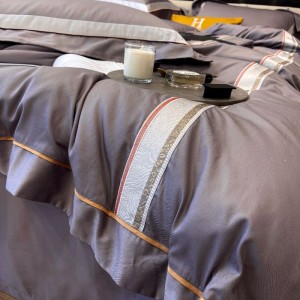 High-End Custom 500tc Ultra-Soft Egyptian Cotton Yarn-Dyed Jacquard Quilt Cover Bed Sheets Gray Queen King 4PCS Bedding Set Spot Wholesale