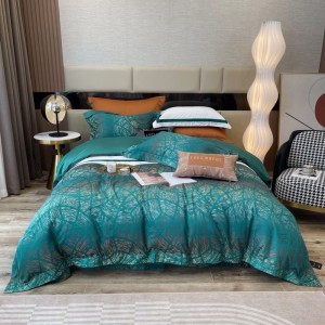 Emerald Green Yarn-Dyed Jacquard Duvet Cover 120s Egyptian Cotton Bed Sheets Luxury Home Textile Queen King Bed Linen 4PCS Bedding Set in Stock