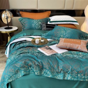 Emerald Green Yarn-Dyed Jacquard Duvet Cover 120s Egyptian Cotton Bed Sheets Luxury Home Textile Queen King Bed Linen 4PCS Bedding Set in Stock