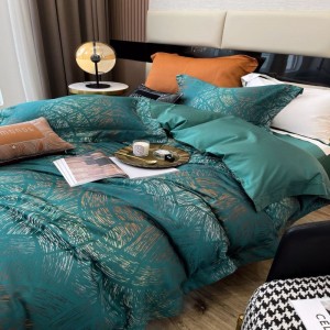 Emerald Green Yarn-Dyed Jacquard Duvet Cover 120s Egyptian Cotton Bed Sheets Luxury Home Textile Queen King Bed Linen 4PCS Bedding Set in Stock