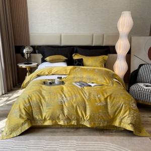 Wholesale Home Textile Luxury 120s Egyptian Cotton Quilt Cover Bed Sheets High Grade Jacquard 4PCS Duvet Cover Bed Linen Bedding Set