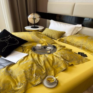 Wholesale Home Textile Luxury 120s Egyptian Cotton Quilt Cover Bed Sheets High Grade Jacquard 4PCS Duvet Cover Bed Linen Bedding Set
