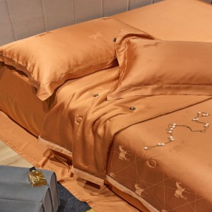 Orange summer quilt lyocell home textile high end custom bed sheets 400tc lyocell jacquard bedding set