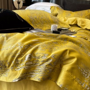 Wholesale Home Textile Luxury 120s Egyptian Cotton Quilt Cover Bed Sheets High Grade Jacquard 4PCS Duvet Cover Bed Linen Bedding Set