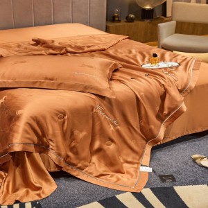 Orange summer quilt lyocell home textile high end custom bed sheets 400tc lyocell jacquard bedding set