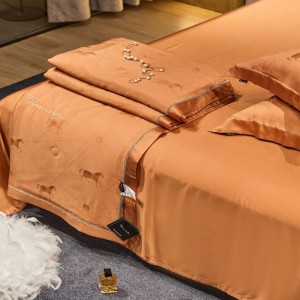 Orange summer quilt lyocell home textile high end custom bed sheets 400tc lyocell jacquard bedding set