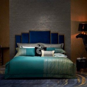 Green 120s Egyptian Cotton Duvet Cover Jacquard High End Custom Home Textile Bed Sheets Pillow Shams Flat Sheet Bedding Set Wholesale Supplier