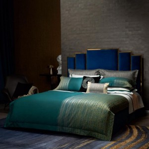 Green 120s Egyptian Cotton Duvet Cover Jacquard High End Custom Home Textile Bed Sheets Pillow Shams Flat Sheet Bedding Set Wholesale Supplier
