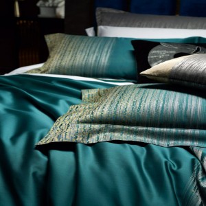 Green 120s Egyptian Cotton Duvet Cover Jacquard High End Custom Home Textile Bed Sheets Pillow Shams Flat Sheet Bedding Set Wholesale Supplier