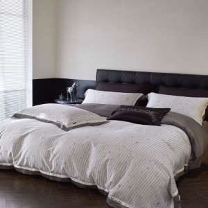 Stripe digital printing duvet cover gray bed sheets king size home lyocell cotton bedding set