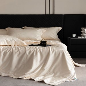 Lyocell cotton white summer quilt bed sheets jacquard bedding set