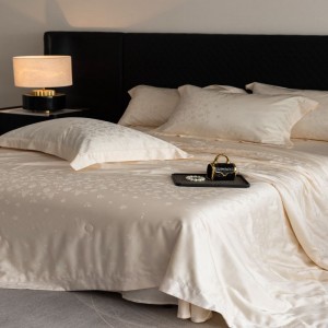 Lyocell cotton white summer quilt bed sheets jacquard bedding set