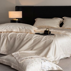 Lyocell cotton white summer quilt bed sheets jacquard bedding set