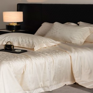 Lyocell cotton white summer quilt bed sheets jacquard bedding set