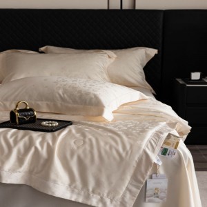 Lyocell cotton white summer quilt bed sheets jacquard bedding set