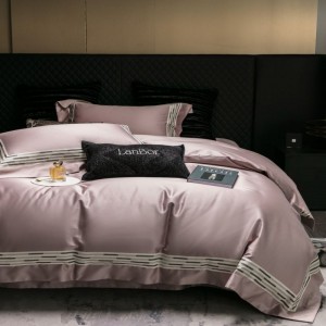 100s cotton embroidery duvet cover bed sheets pink bedding set