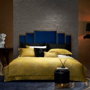 Luxury Gold Jacquard Quilt Cover Double Pillowcases 1.8/2m Bed 120s Egyptian Cotton Duvet Cover Queen King Bed Linen Bed Sheets Bedding Set Supplier