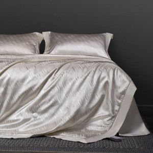 New lyocell cotton summer quilt bed sheet pillowcases 4pcs white jacquard bedding set