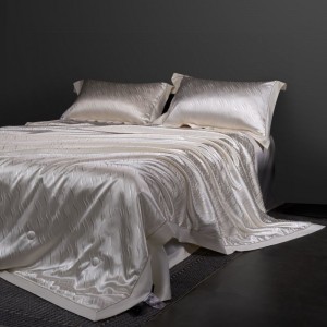 New lyocell cotton summer quilt bed sheet pillowcases 4pcs white jacquard bedding set