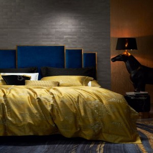 Luxury Gold Jacquard Quilt Cover Double Pillowcases 1.8/2m Bed 120s Egyptian Cotton Duvet Cover Queen King Bed Linen Bed Sheets Bedding Set Supplier