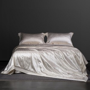 New lyocell cotton summer quilt bed sheet pillowcases 4pcs white jacquard bedding set