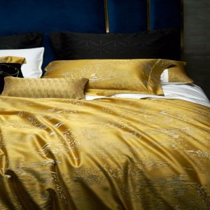 Luxury Gold Jacquard Quilt Cover Double Pillowcases 1.8/2m Bed 120s Egyptian Cotton Duvet Cover Queen King Bed Linen Bed Sheets Bedding Set Supplier