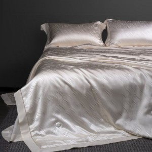 New lyocell cotton summer quilt bed sheet pillowcases 4pcs white jacquard bedding set