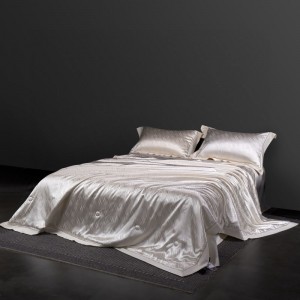New lyocell cotton summer quilt bed sheet pillowcases 4pcs white jacquard bedding set