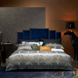 Custom Home Textile Luxury 100 Egyptian Cotton Yarn-Dyed Jacquard 4-Piece Bed Sets Satin/Sateen Silky Bed Sheet Set Collection Duvet Cover Sets Bedding Set