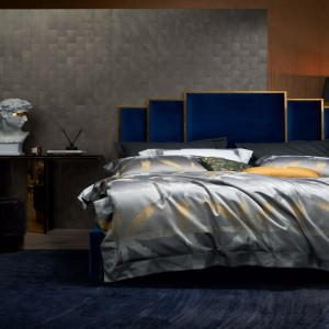 Custom Home Textile Luxury 100 Egyptian Cotton Yarn-Dyed Jacquard 4-Piece Bed Sets Satin/Sateen Silky Bed Sheet Set Collection Duvet Cover Sets Bedding Set