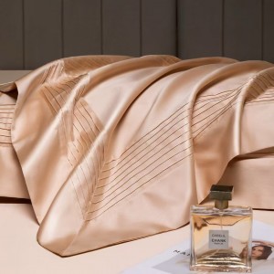 Rose Gold Pure Egyptian Pima Cotton Home Textile Four-Piece Set Solid Color Quilt Cover Bed Sheets 1.5/1.8/2m Bed Linen Luxury Bedding Set
