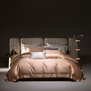 Rose Gold Pure Egyptian Pima Cotton Home Textile Four-Piece Set Solid Color Quilt Cover Bed Sheets 1.5/1.8/2m Bed Linen Luxury Bedding Set
