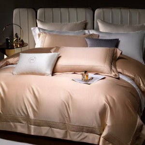 Rose Gold Pure Egyptian Pima Cotton Home Textile Four-Piece Set Solid Color Quilt Cover Bed Sheets 1.5/1.8/2m Bed Linen Luxury Bedding Set