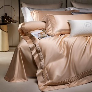 Rose Gold Pure Egyptian Pima Cotton Home Textile Four-Piece Set Solid Color Quilt Cover Bed Sheets 1.5/1.8/2m Bed Linen Luxury Bedding Set