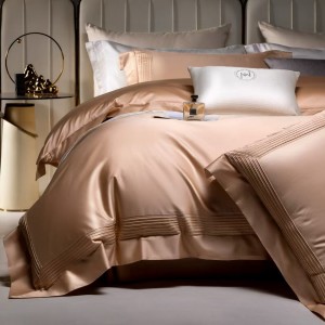 Rose Gold Pure Egyptian Pima Cotton Home Textile Four-Piece Set Solid Color Quilt Cover Bed Sheets 1.5/1.8/2m Bed Linen Luxury Bedding Set