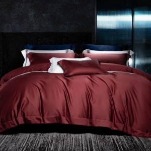 Top Luxury Red 1000tc Egyptian Cotton High End Embroidery Duvet Cover Bed Sheets Queen King 4PCS Bedding Set
