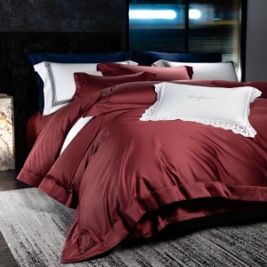 Top Luxury Red 1000tc Egyptian Cotton High End Embroidery Duvet Cover Bed Sheets Queen King 4PCS Bedding Set