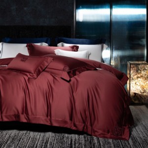 Top Luxury Red 1000tc Egyptian Cotton High End Embroidery Duvet Cover Bed Sheets Queen King 4PCS Bedding Set