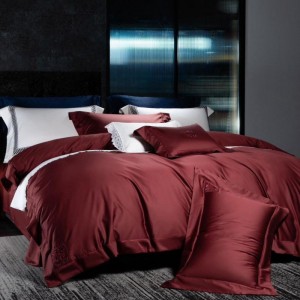 Top Luxury Red 1000tc Egyptian Cotton High End Embroidery Duvet Cover Bed Sheets Queen King 4PCS Bedding Set