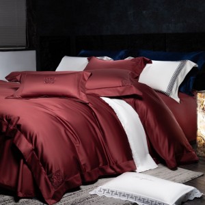 Top Luxury Red 1000tc Egyptian Cotton High End Embroidery Duvet Cover Bed Sheets Queen King 4PCS Bedding Set
