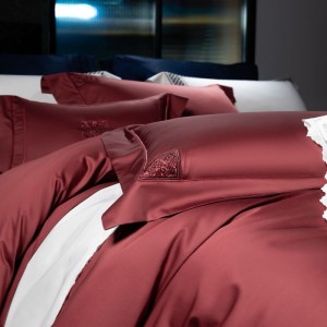 Top Luxury Red 1000tc Egyptian Cotton High End Embroidery Duvet Cover Bed Sheets Queen King 4PCS Bedding Set