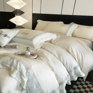 80s lyocell jacquard duvet cover bed linen light luxury white bed sheets bedding set