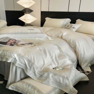 80s lyocell jacquard duvet cover bed linen light luxury white bed sheets bedding set