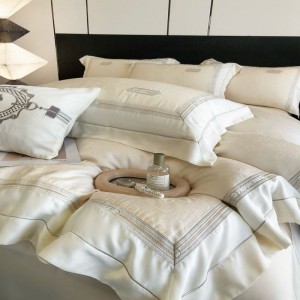 80s lyocell jacquard duvet cover bed linen light luxury white bed sheets bedding set