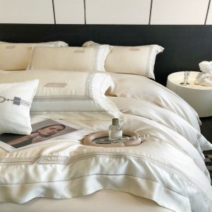 80s lyocell jacquard duvet cover bed linen light luxury white bed sheets bedding set