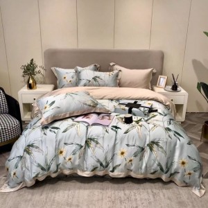 60s lyocell digital printing quilt cover bed sheet 4pcs bedding set